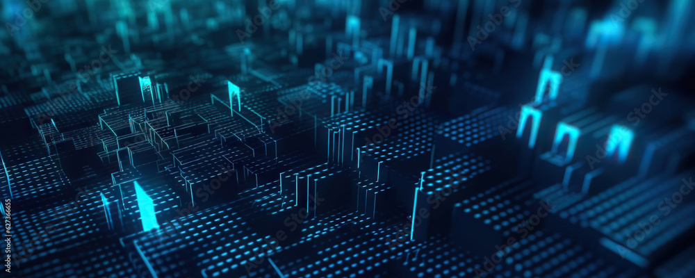 Abstract digital background. Data universe illustration. Ideal for depicting network abilities, technological processes, digital storages, science, education, etc.