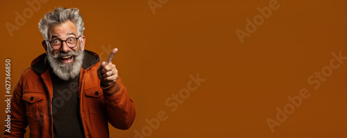 Closeup photo of cool aged man open mouth indicate fingers empty space black friday prices 