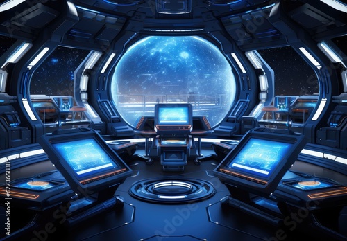futuristic spaceship interior full space simulation , generative artificial intelligence