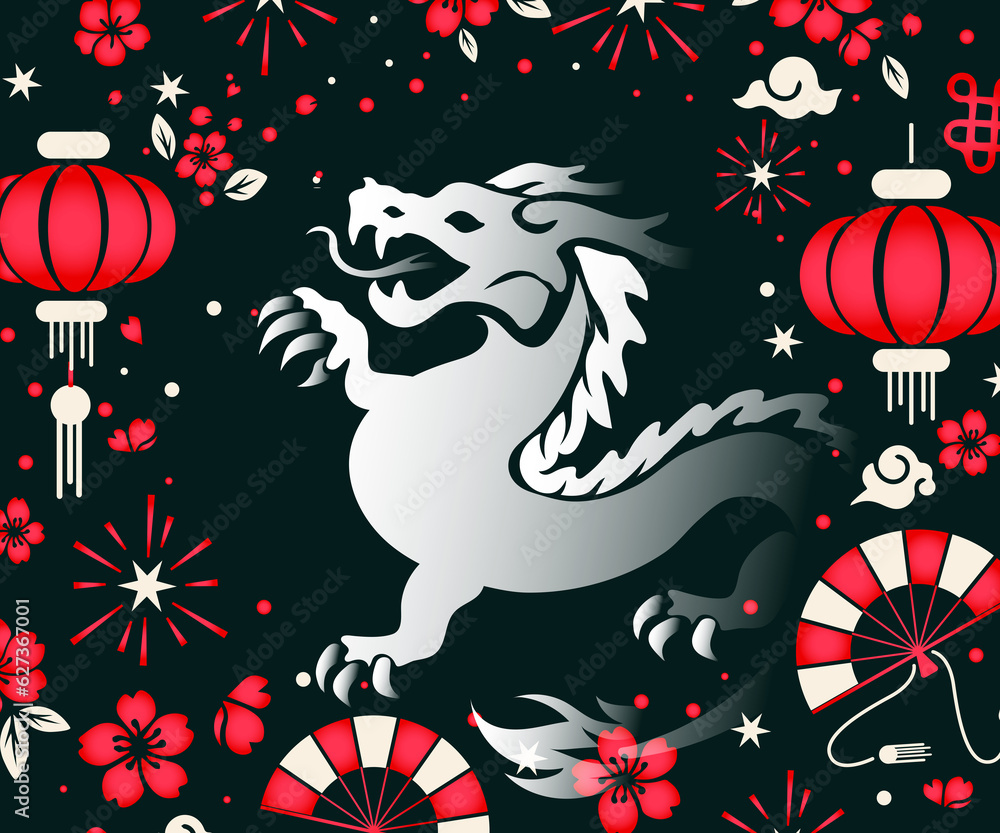2024 chinese new year of the dragon design element for chinese lunar