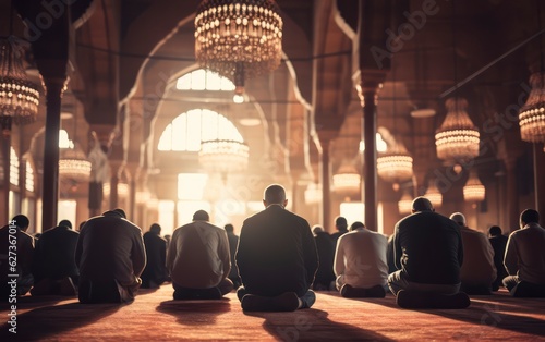 Tablou canvas muslims praying in mosque