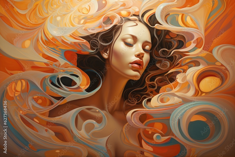 woman dreaming, generative artificial intelligence woman dreaming, generative artificial intelligence