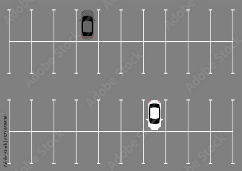 Empty Parking lots or Car Parking Space from Aerial view. Vector Illustration.