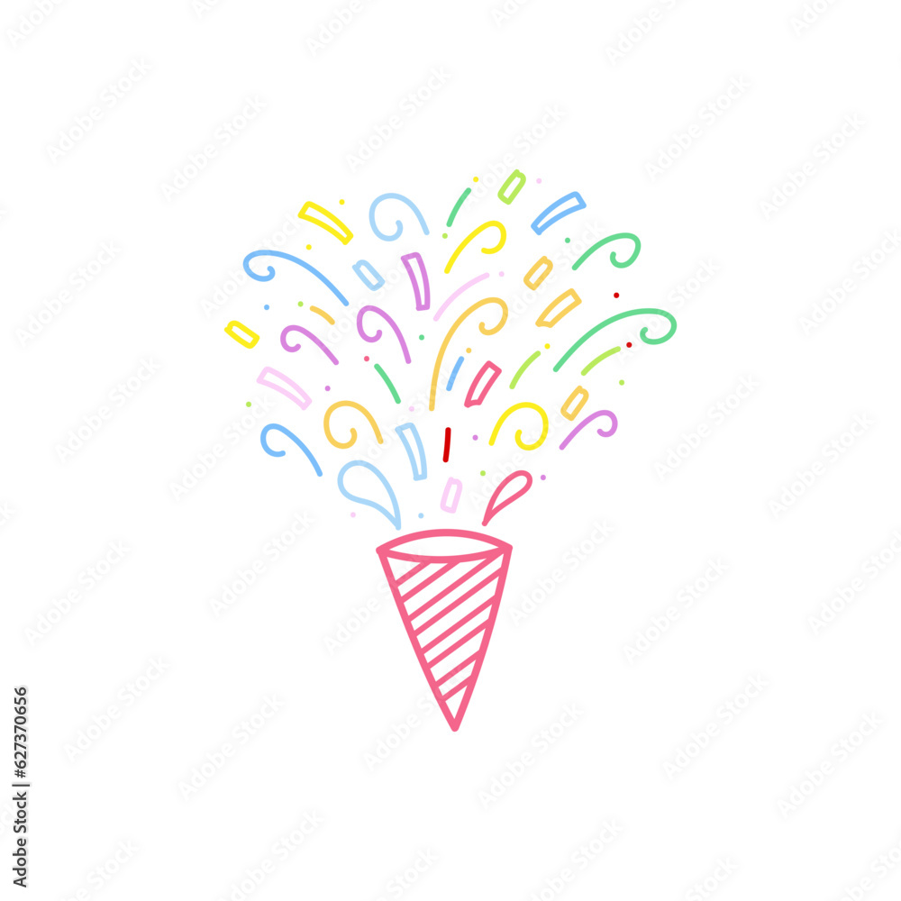 cute party popper isolated confetti explosion firecrackers celebration vector drawing illustration hand drawn style cute party popper isolated confetti explosion firecrackers celebration vector drawing illustration hand drawn style