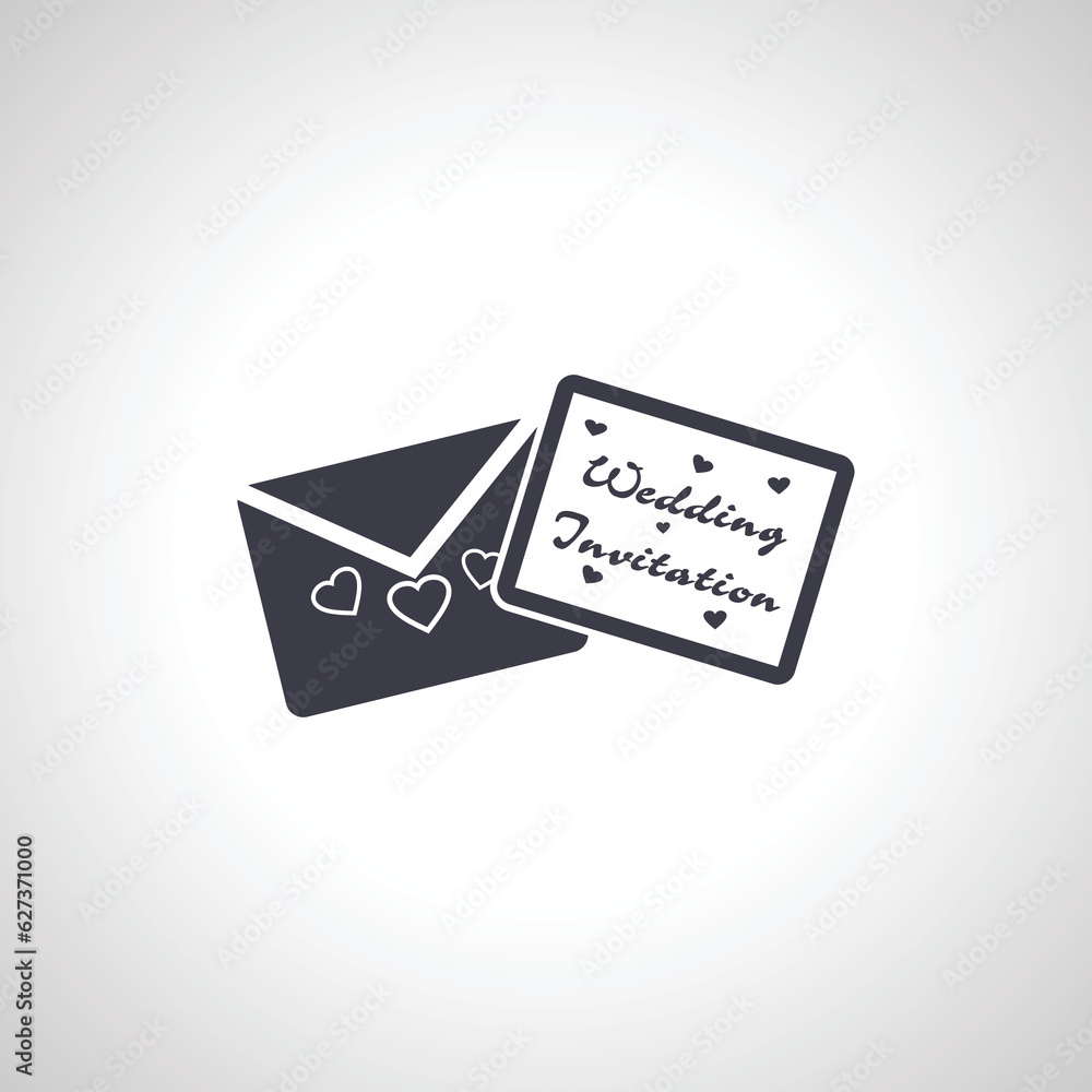Fototapeta premium envelope with heart icon. Love message icon. wedding invitation letter icon