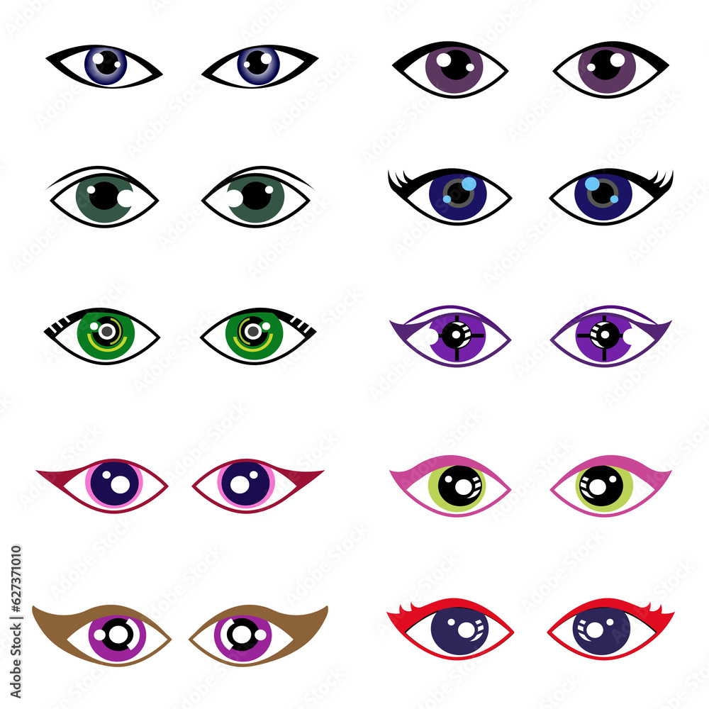 Set of cartoon eye icons Set of cartoon eye icons