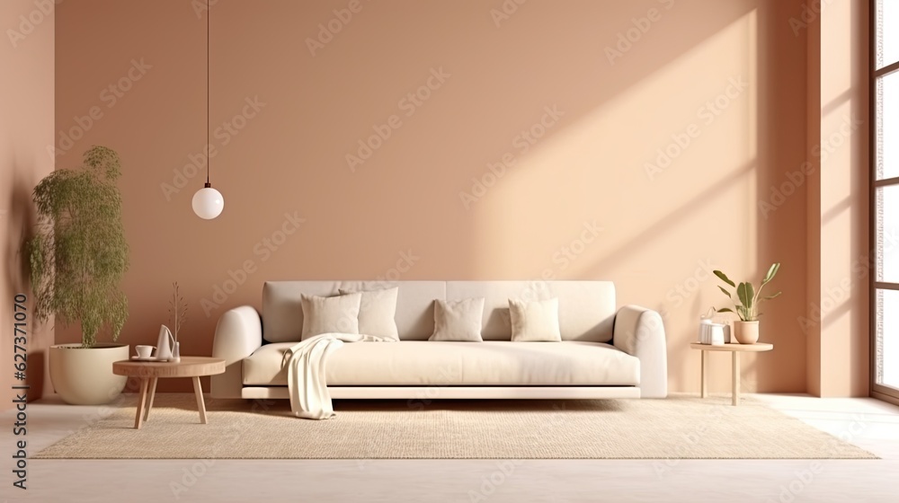 Warm neutral interior wall mockup soft. Generative ai Warm neutral interior wall mockup soft. Generative ai
