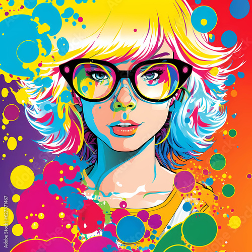 Beautiful colorful anime girl portrait for art design