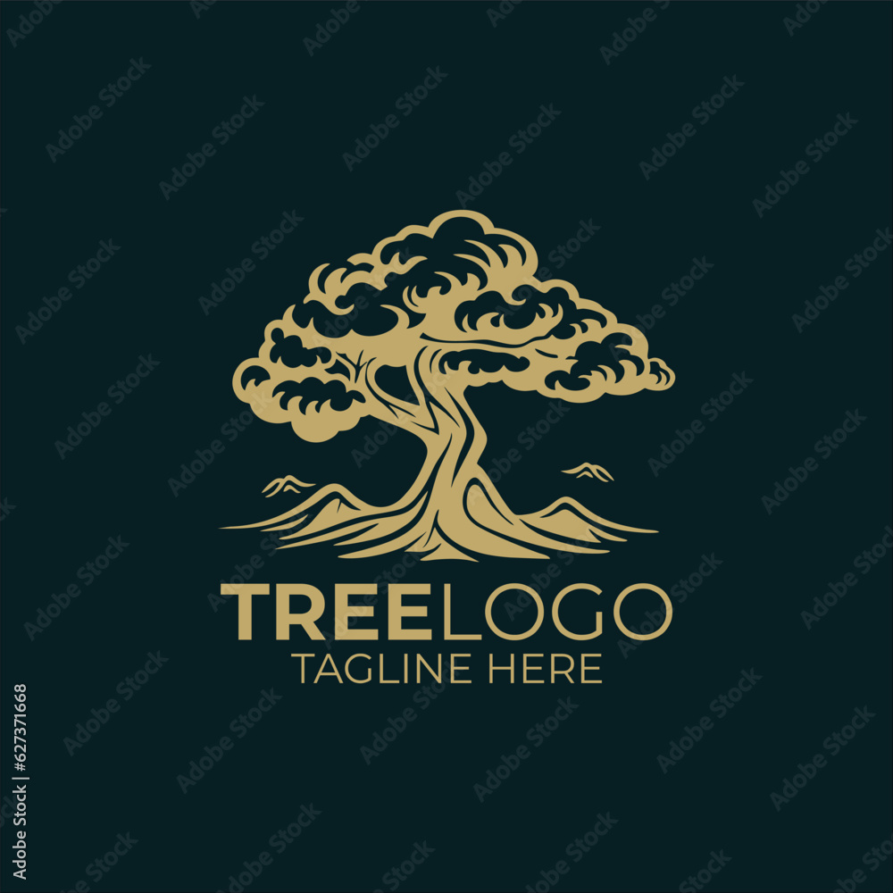 Oak tree vector icon. Vector illustrations of nature trees for logo design.