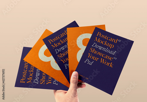 Postcards in Hand Mockup