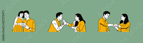 Brother and sister hand-drawn vector illustration for Raksha Bandhan festival. 