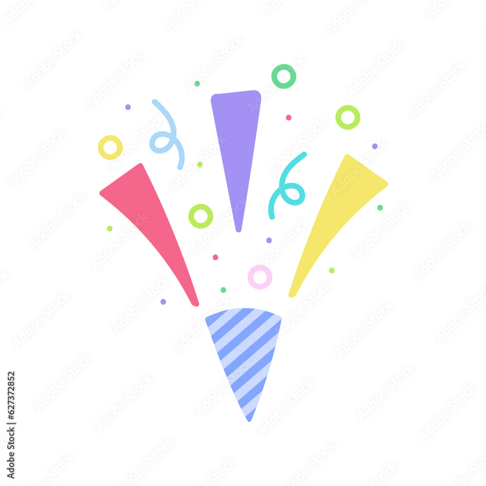 Obraz premium cute party popper isolated confetti explosion firecrackers celebration vector drawing illustration hand drawn style
