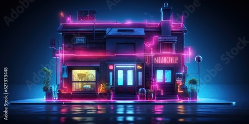  home with a small shade of neon metaverse color © fitpinkcat84