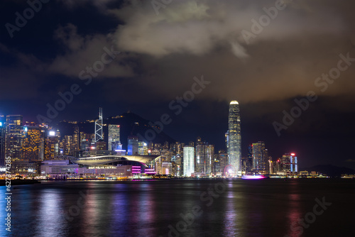 Hong Kong city landmark at night © leungchopan