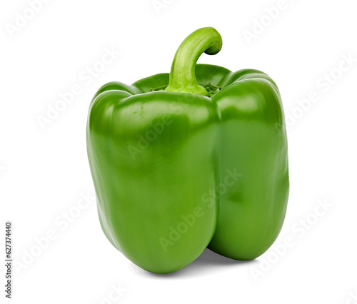 Green bell pepper isolated on transparent or white background, png