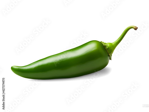 Green jalapeno pepper isolated on transparent or white background, png