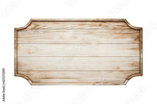 Oblong decorative wooden signboard isolated on transparent or white background, png