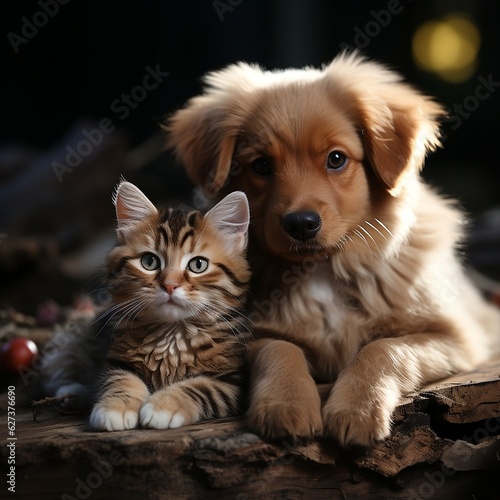 cat and puppy