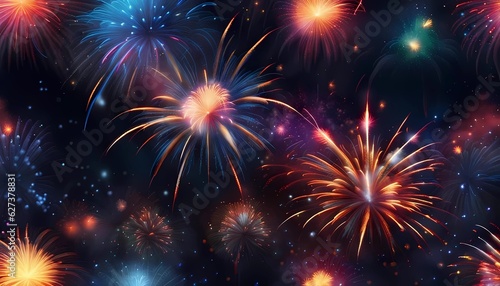 Fireworks in the night sky generated with 3D dynamics