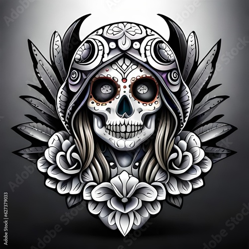 Skull mexican, tattoo