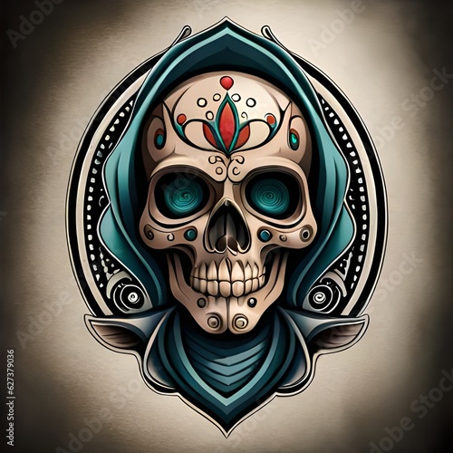 Skull mexican, tattoo