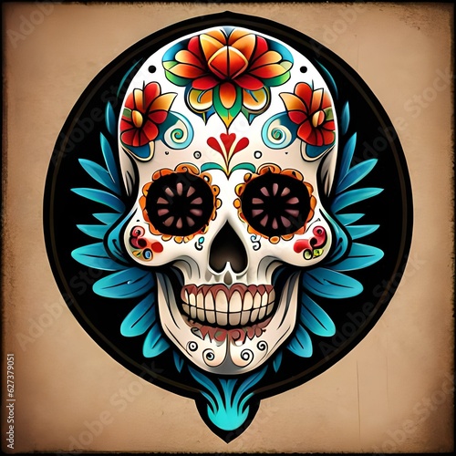 Skull mexican, tattoo