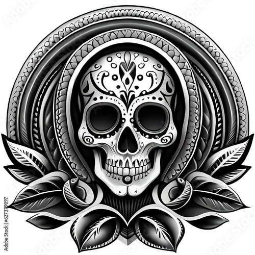 Skull mexican, tattoo