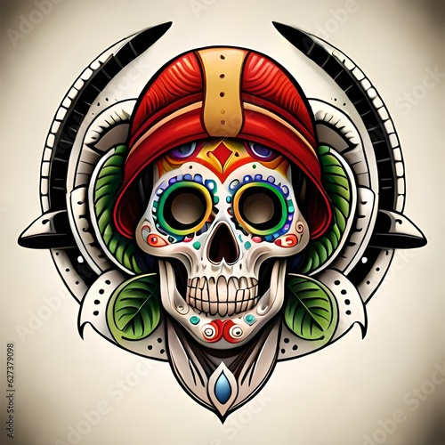 Skull mexican, tattoo