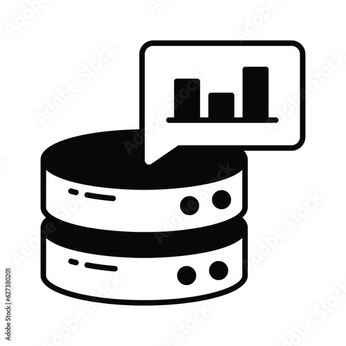 Bar chart with database showing concept vector of database analysis, premium icon