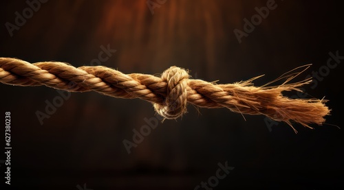 rope about to break concept for stress, problem, fragility or precarious business situation