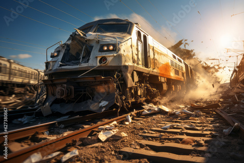 Accident of a high-speed train collided at the railroad generative ai