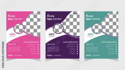 Beauty Center Makeup Set of Editable spa and beauty flyer template design. Spa, beauty,