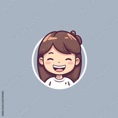 Happy child logo. The kid laughs happily. Mothers Day. Vector illustration isolated on white for postcard, web banner, site.