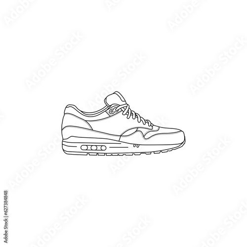 Shoe illustration, outlined and isolated on a white background. Suitable for commercial purposes.