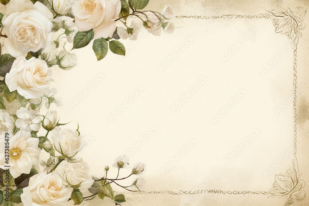 vintage background with white roses
