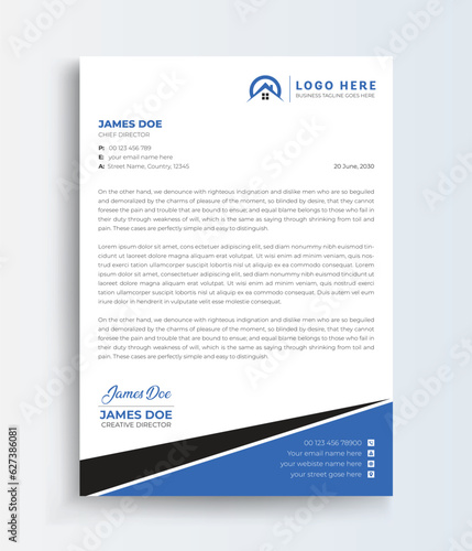 Real Estate Building And Construction Company Letterhead creative modern professional business letterhead design template. Abstract clean corporate identity minimal letterhead template design.