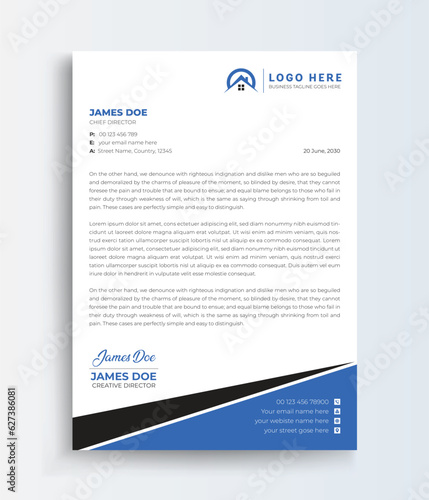 Real Estate Building And Construction Company Letterhead creative modern professional business letterhead design template. Abstract clean corporate identity minimal letterhead template design.