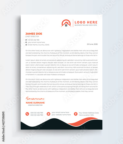 Real Estate Building And Construction Company Letterhead creative modern professional business letterhead design template. Abstract clean corporate identity minimal letterhead template design.
