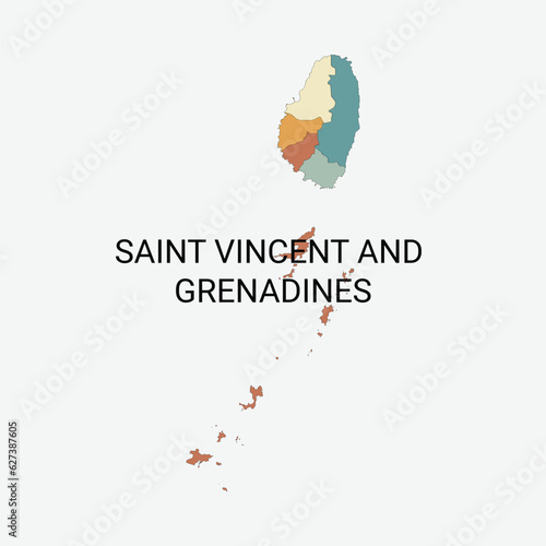 Saint Vincent and the Grenadines Administrative Multicolor Vector Map
