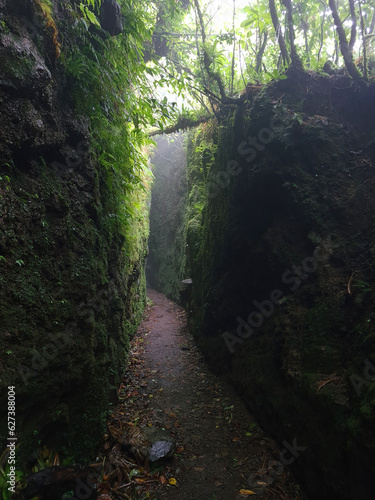 Narrow stone natural hike tunnel © PixieMe