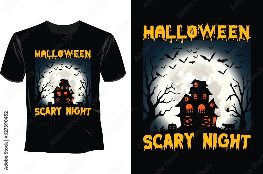 Halloween scary night , Halloween T Shirt Design