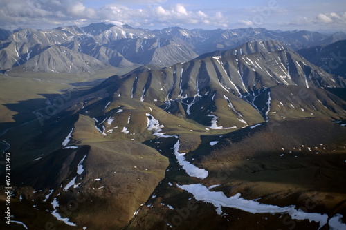 Mountainous topography of Alaska's North Slope area; North Slope, Alaska, United States of America photo