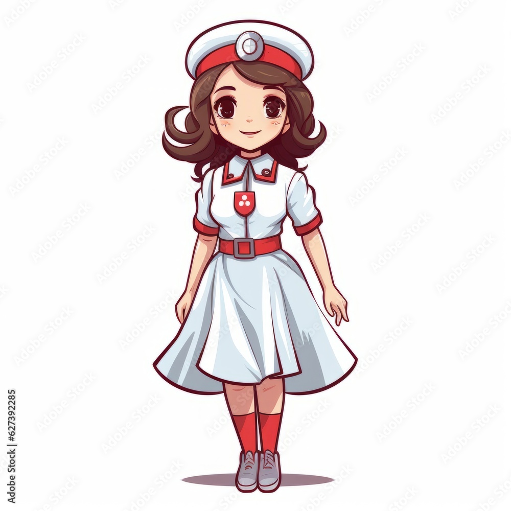 Fototapeta premium Caring nurse doodle bringing comfort and healing, Generative AI