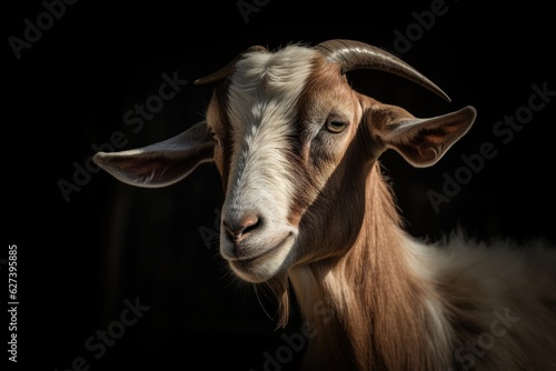 Beautiful farm goat, animal portrait.