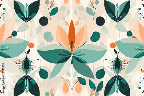 Trendy and colorful floral pattern, the elements create a beautiful vintage design.