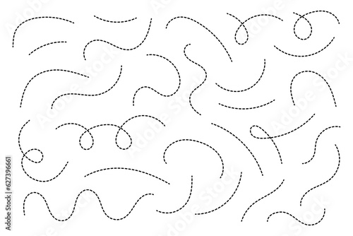 Hand drawn dotted line vector set.