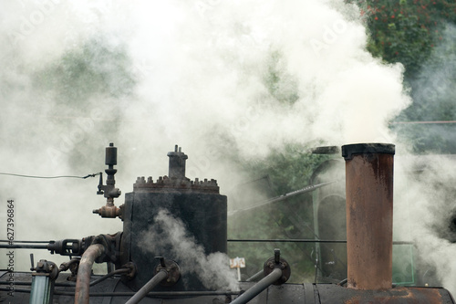 Steam rising from a locomotive on Mount Snowdon in Wales, England; Wales, Great Britain photo