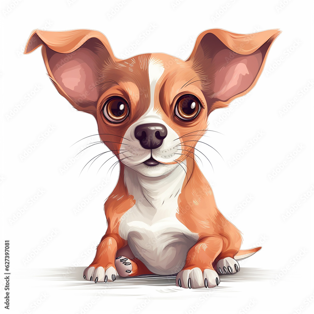 Vector art cute funny dog on white background, cartoon style generative ...
