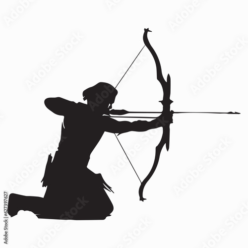 Silhouette Of a Archer try him goal vector illustration