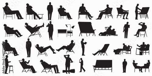 A set of silhouette relaxation  people vector illustration